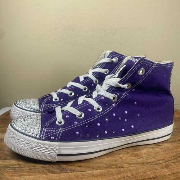 Converse Chuck Taylor All Star Womens Purple Glitter Studded Size 8.5 Shoes - Picture 1 of 10